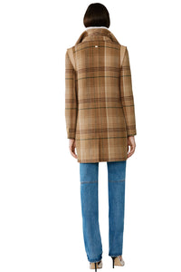 Kiana Plaid Coat in Teak