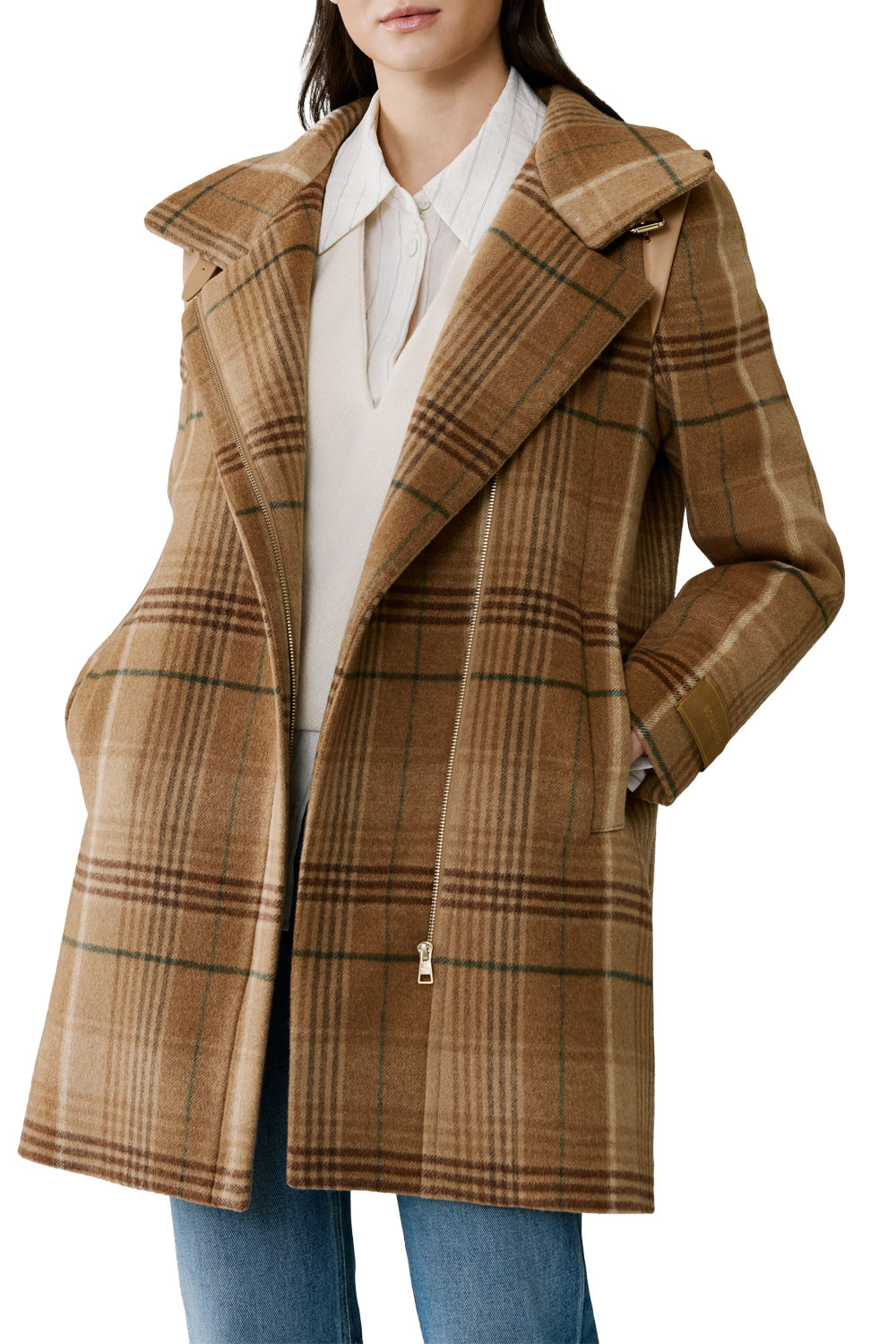 Kiana Plaid Coat in Teak
