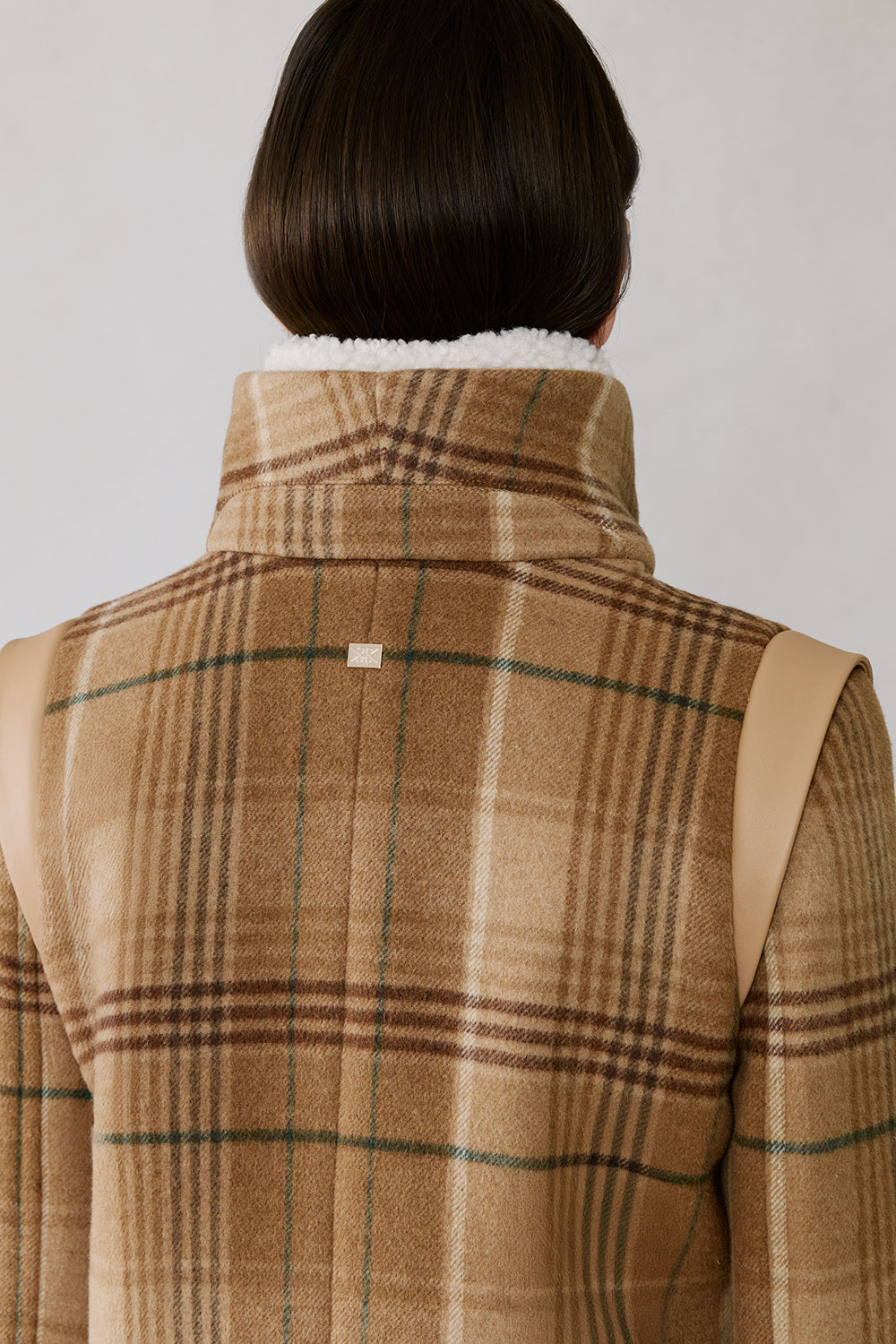 Kiana Plaid Coat in Teak