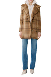 Kiana Plaid Coat in Teak