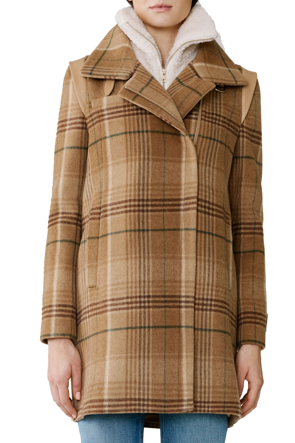Kiana Plaid Coat in Teak