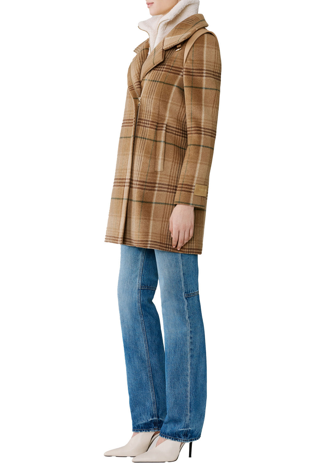 Kiana Plaid Coat in Teak