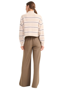 Cropped Hampton Cashmere Sweater in Whisper Stripe