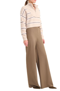 Cropped Hampton Cashmere Sweater in Whisper Stripe