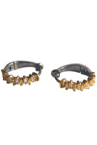 Oxidized Silver & Baguette Diamond Huggies