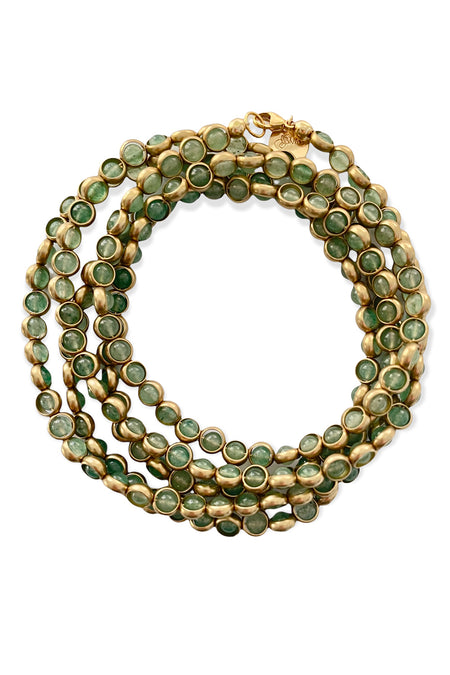 Gemstone Necklace with Antique Gold Rings in Apatite