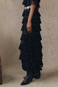 The Winter Mesh Maxi Skirt in Black