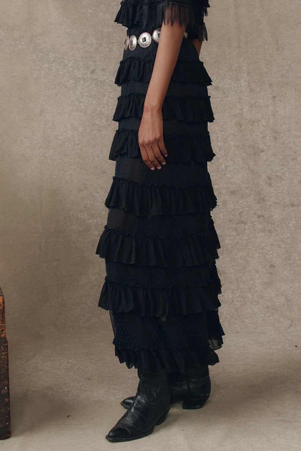 The Winter Mesh Maxi Skirt in Black