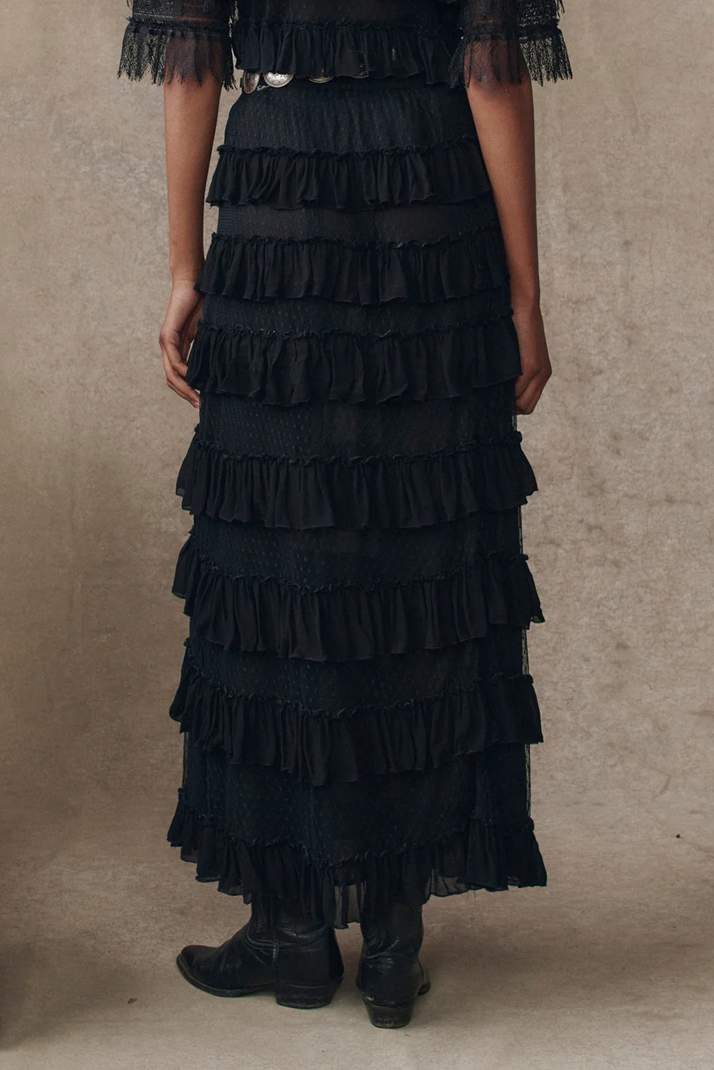 The Winter Mesh Maxi Skirt in Black