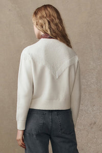 The Beaded Fringe Cardigan in Ivory