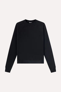 Cashmere 9gg Long Sleeve Shrunken Crew in Black