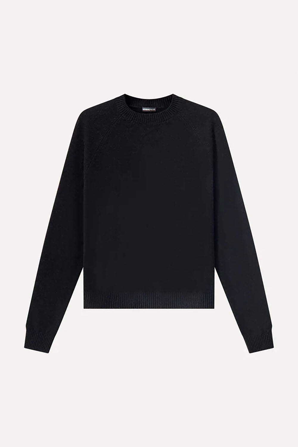 Cashmere 9gg Long Sleeve Shrunken Crew in Black