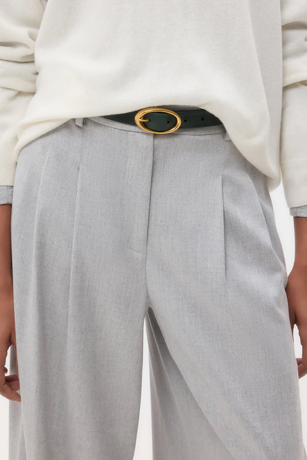 Avery Pant in Viscose Wool Suiting Light Heather Grey