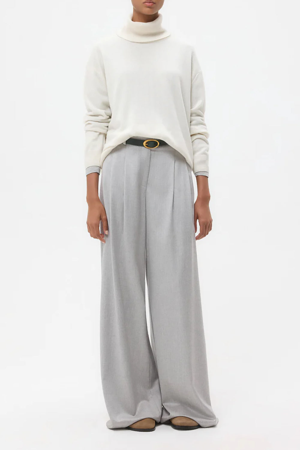 Avery Pant in Viscose Wool Suiting Light Heather Grey