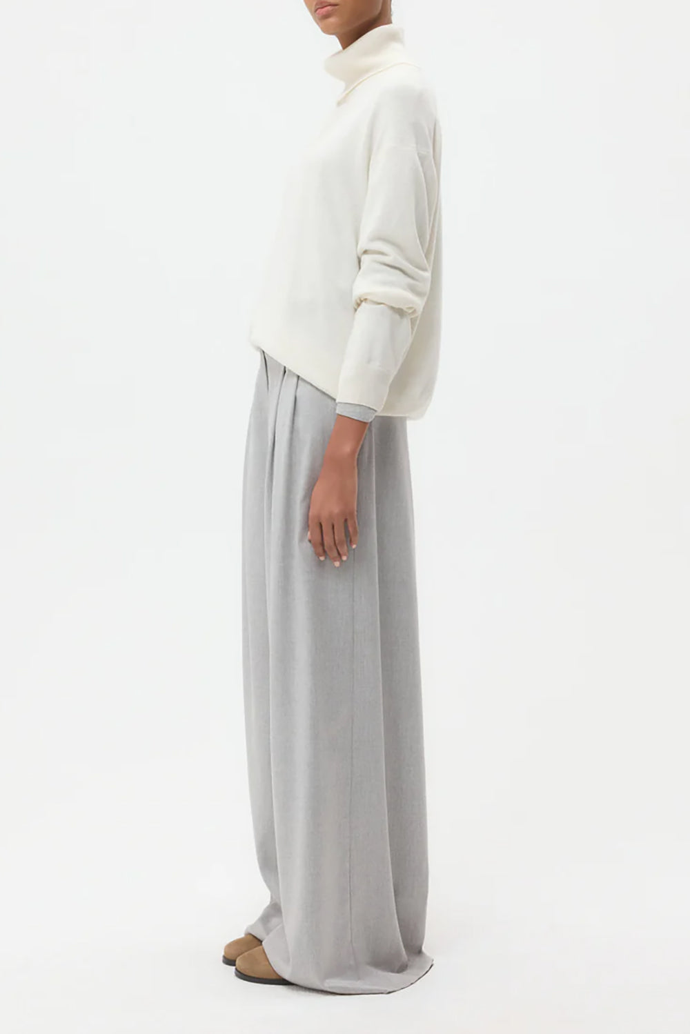 Avery Pant in Viscose Wool Suiting Light Heather Grey