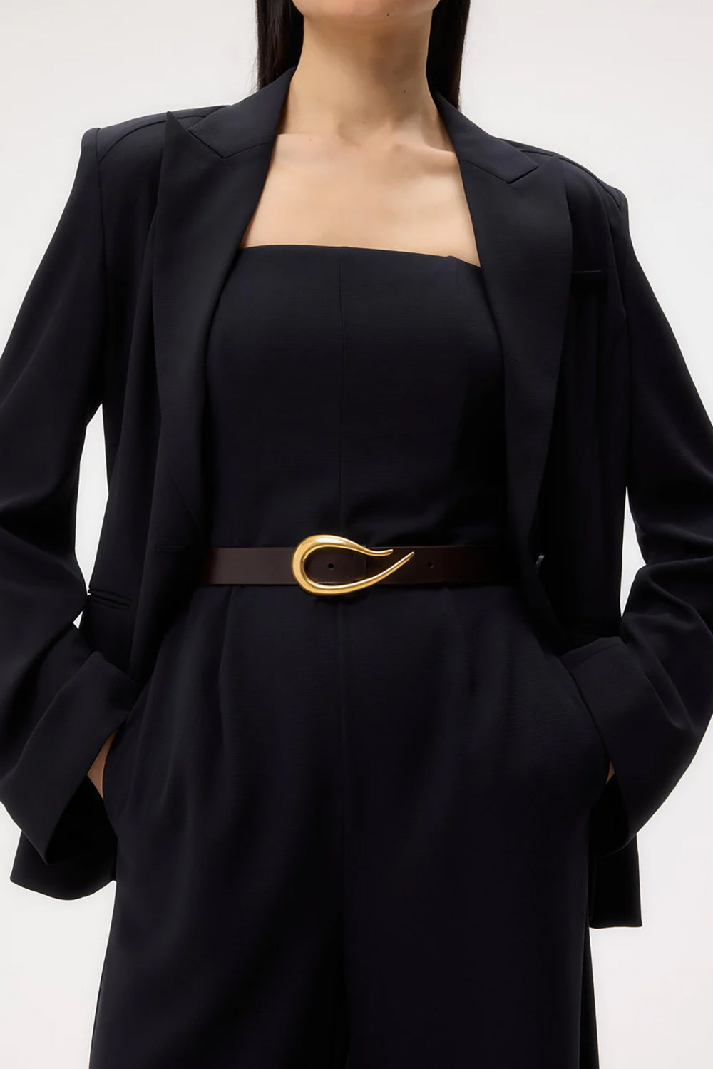 Boy Blazer in Drapey Wool Crepe Midnight
