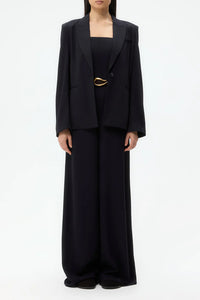 Boy Blazer in Drapey Wool Crepe Midnight