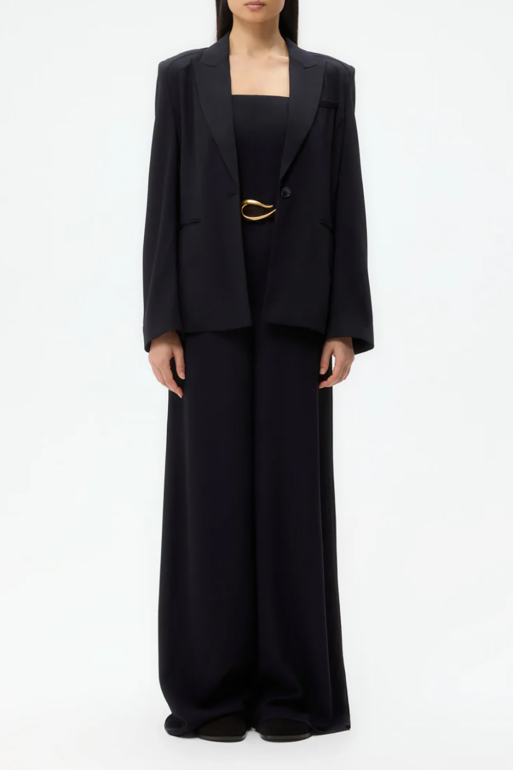 Boy Blazer in Drapey Wool Crepe Midnight