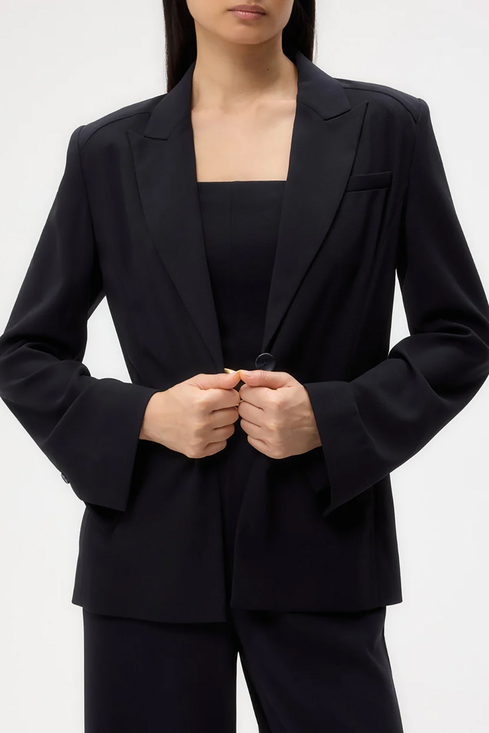 Boy Blazer in Drapey Wool Crepe Midnight