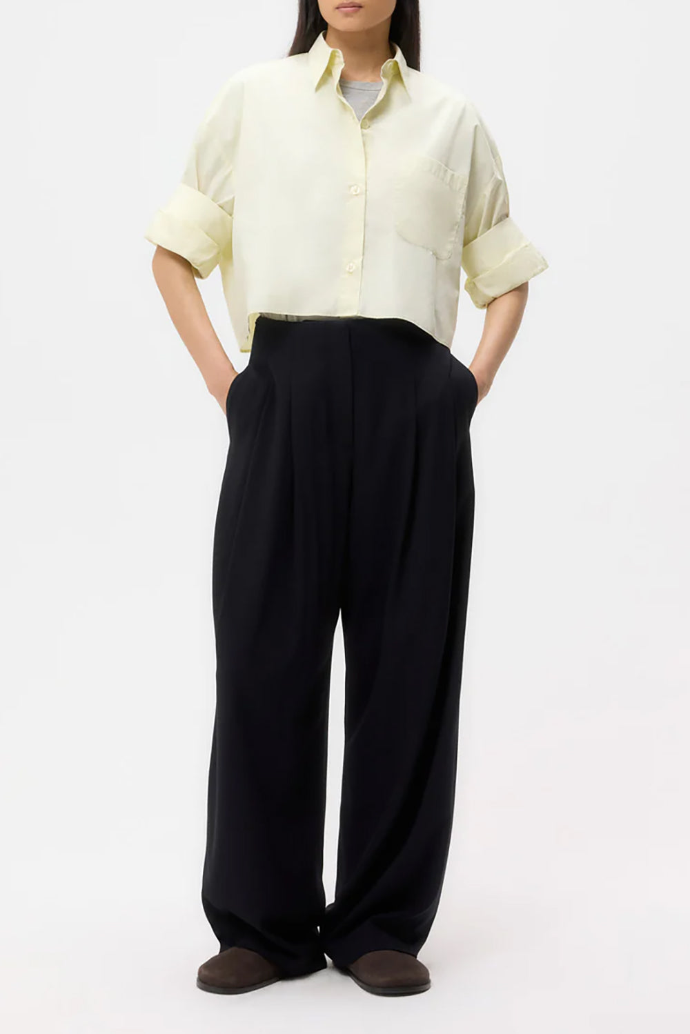 Carrie's Trouser in Drapey Wool Crepe Midnight