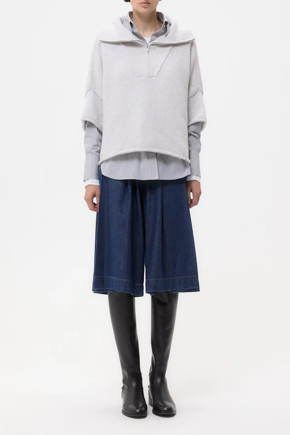 In The Morning Sweater in Cashmere Light Heather Grey