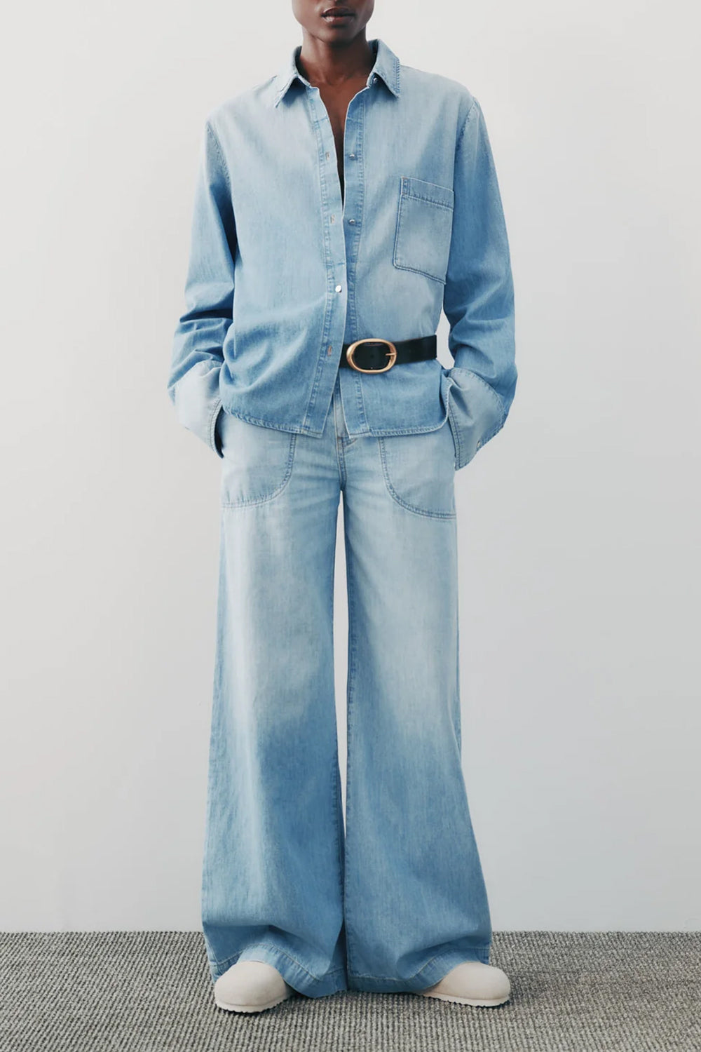 Mecox Beach Pant in Linen Cotton Denim Vintage Wash