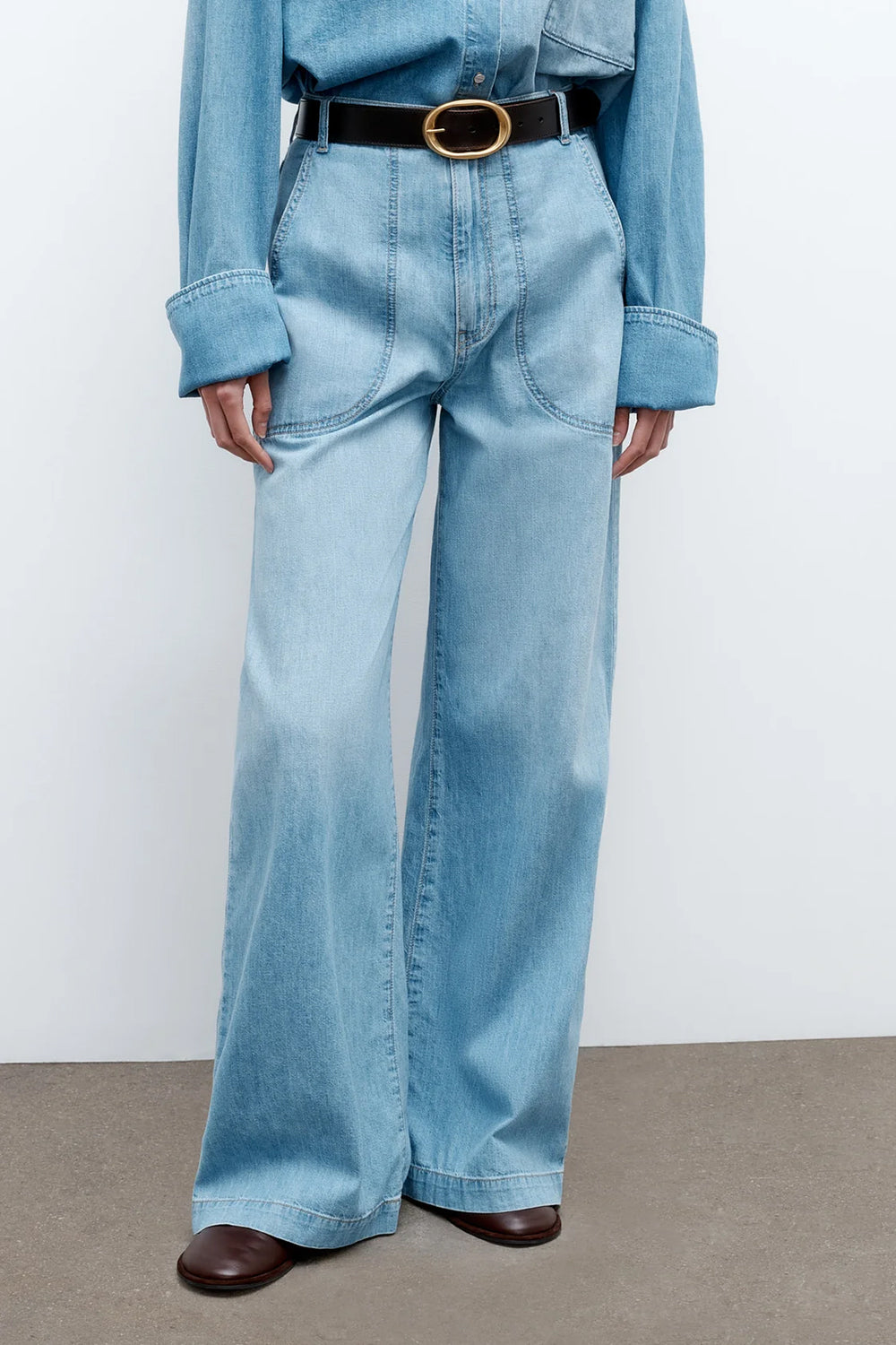 Mecox Beach Pant in Linen Cotton Denim Vintage Wash