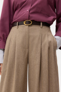 Avery Pant in Stretch Wool Timber Wolf Multi