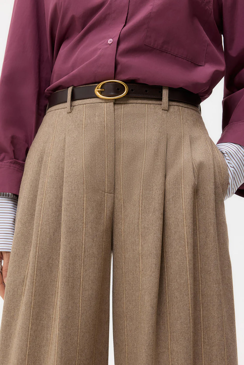 Avery Pant in Stretch Wool Timber Wolf Multi