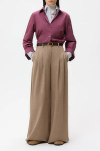 Avery Pant in Stretch Wool Timber Wolf Multi