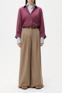 Avery Pant in Stretch Wool Timber Wolf Multi