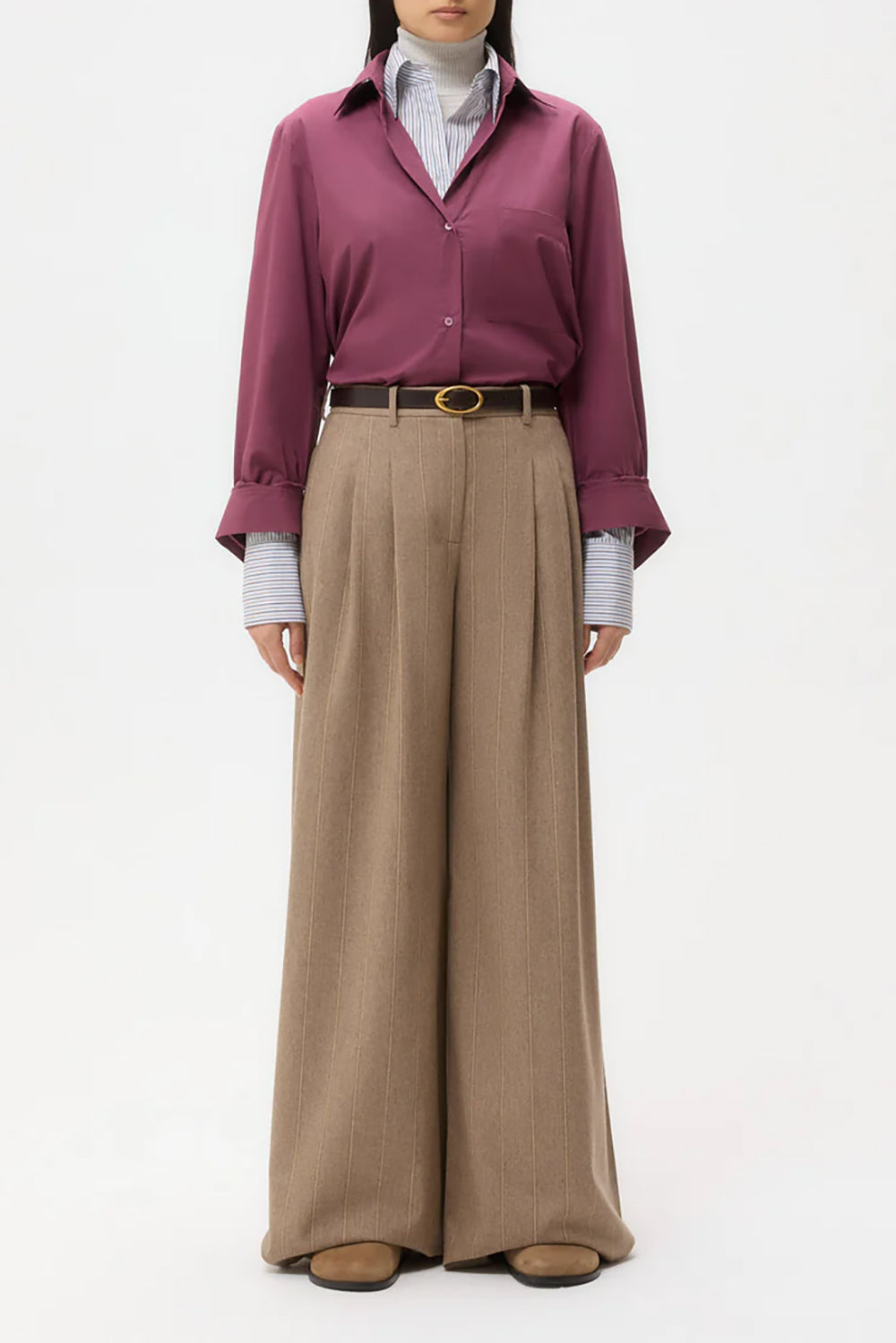 Avery Pant in Stretch Wool Timber Wolf Multi
