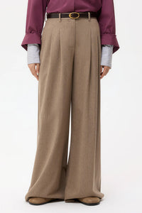 Avery Pant in Stretch Wool Timber Wolf Multi