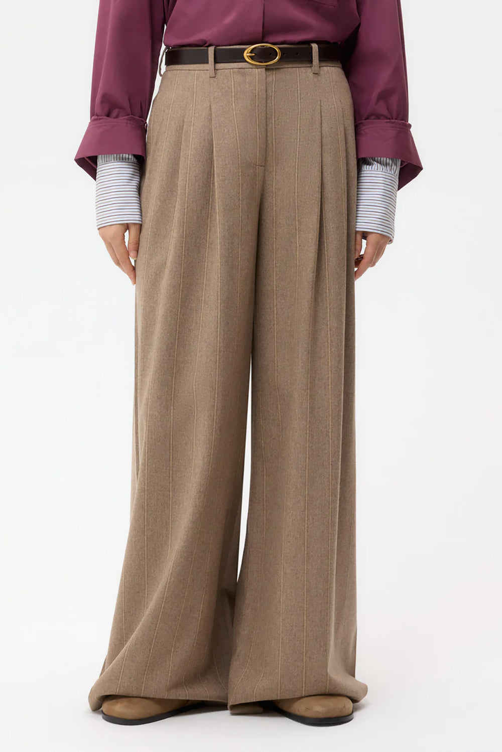 Avery Pant in Stretch Wool Timber Wolf Multi