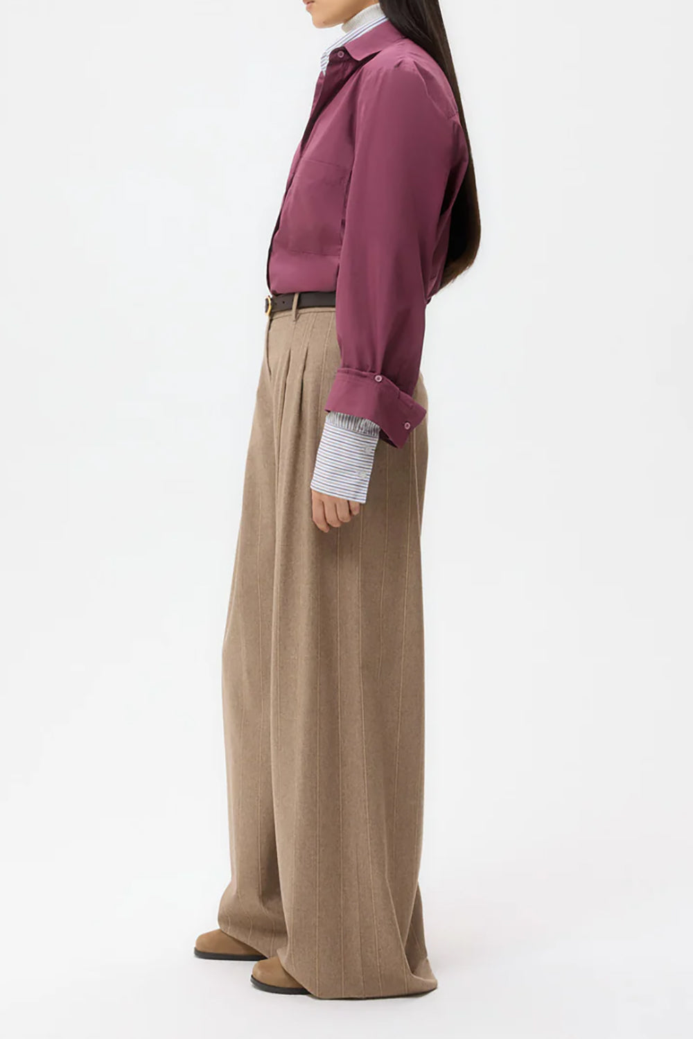 Avery Pant in Stretch Wool Timber Wolf Multi