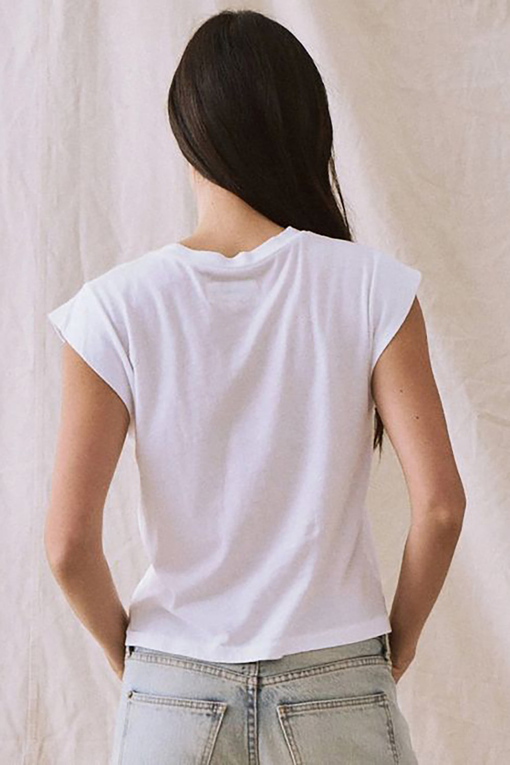 Peak Shoulder Tee in True White