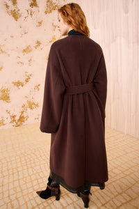 Fernanda Double Faced Wool Oversized Wool Coat in Sable