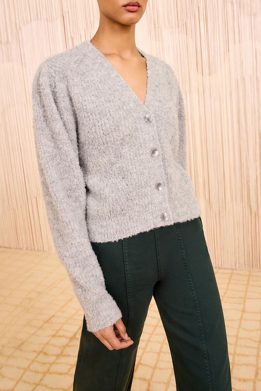 Kira Alpaca Cardigan in Pebble