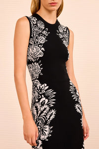 Liana Jacquard Long Dress in Noir