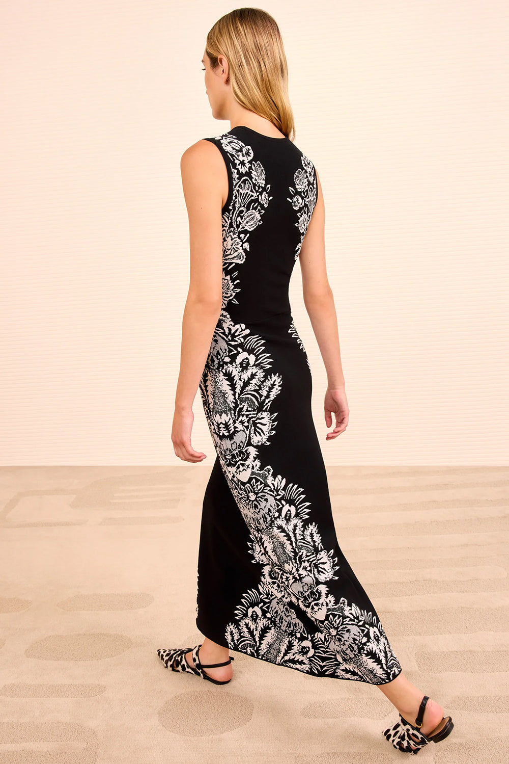 Liana Jacquard Long Dress in Noir