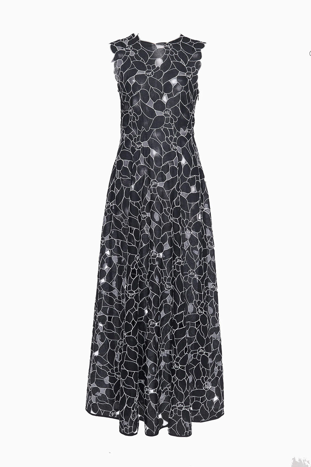 Kiana Sleeveless Midi Dress in Noir