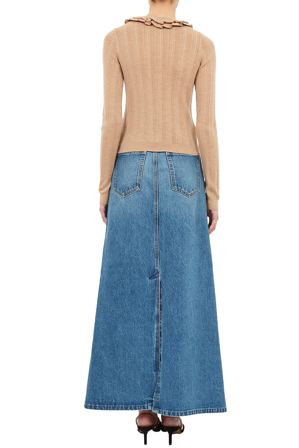 Maryel Knit Long Sleeve Cardigan in Camel Melange