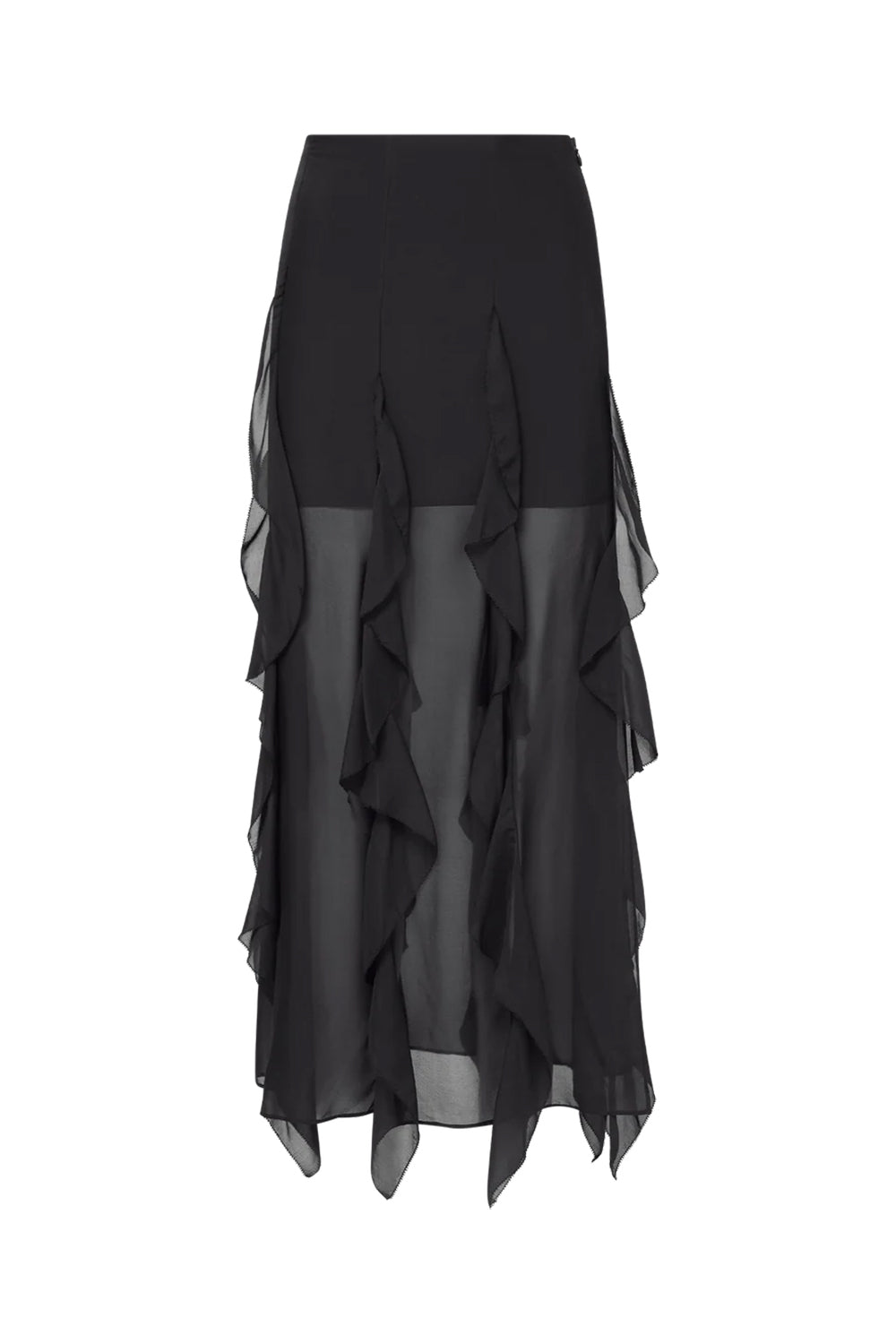 Ava Silk Maxi Skirt in Black