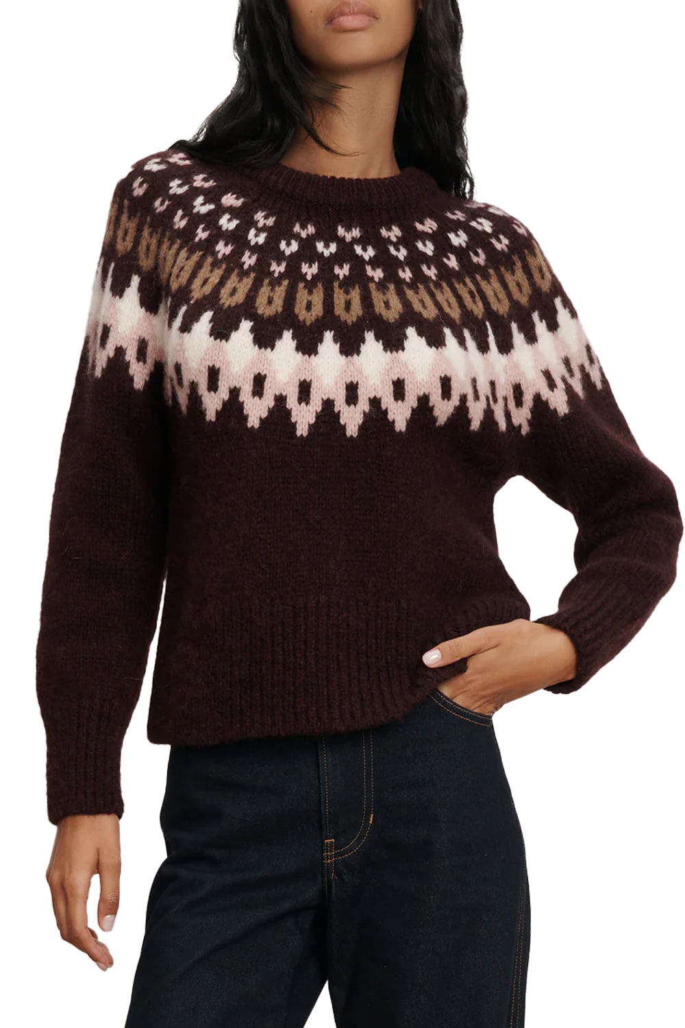 Anne Fair Isle Sweater in Raisin Multi