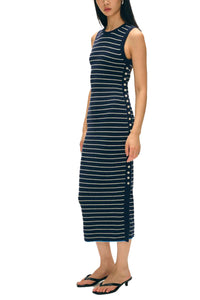 Organic Cotton Terry Blend Dress in Navy White