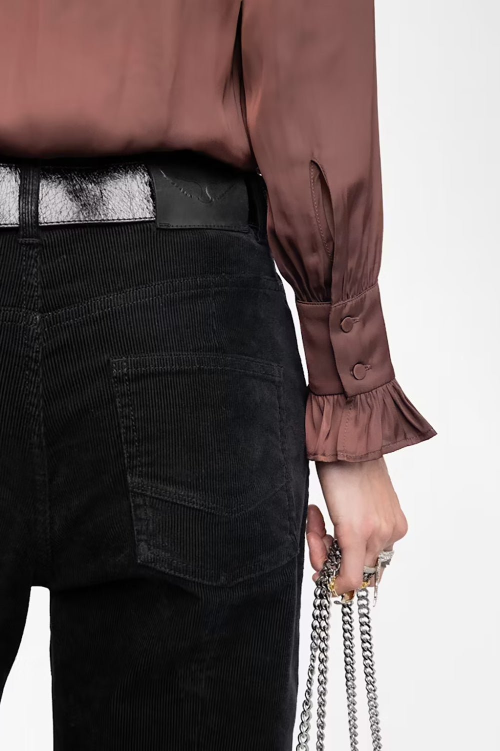 Thely Satin Shirt in Burgundy