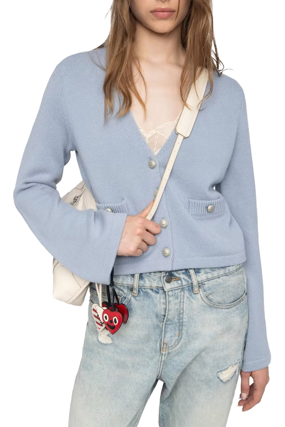 Nolly Cashmere Cardigan in Light Blue