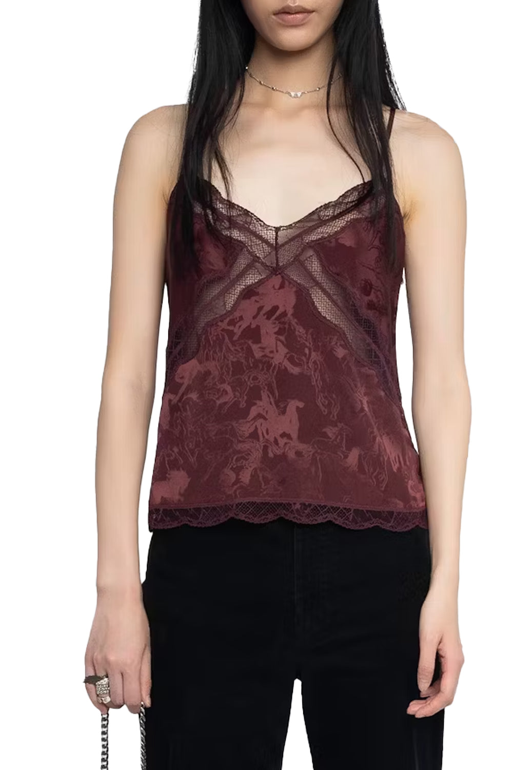 Cishi Silk Camisole in Burgundy