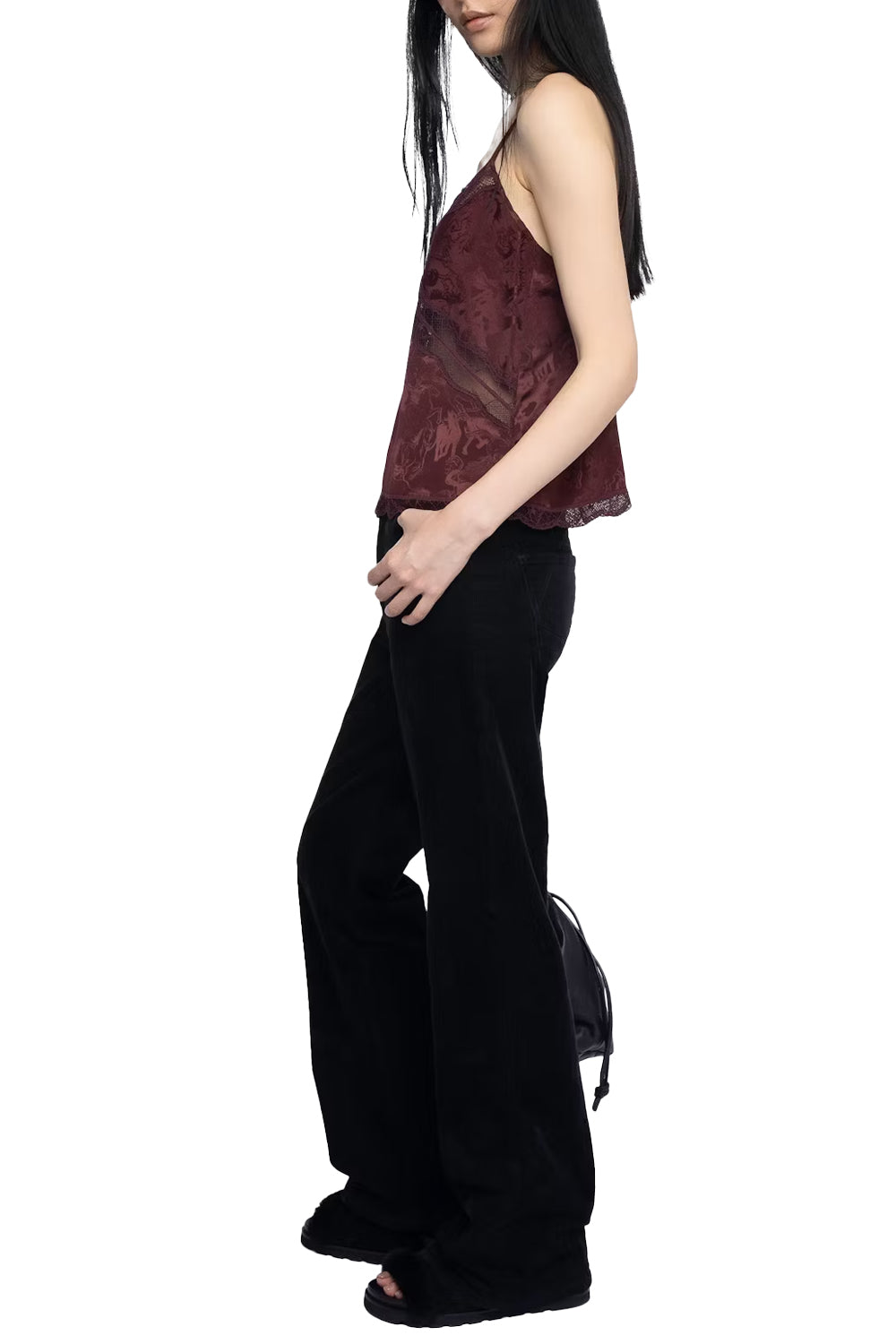 Cishi Silk Camisole in Burgundy