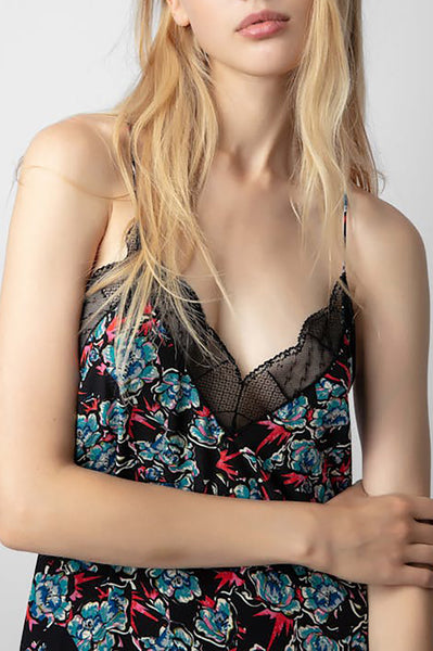 Zadig & Voltaire Christy Silk Camisole Top Blouse Tank Top Black